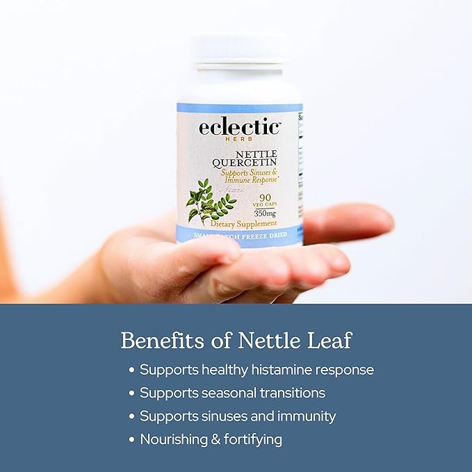 Eclectic Herb - Raw Freeze Dried Nettle Leaf Capsules | Supports Sinuses + Immune Response | Natural Herbal Supplement | Non-GMO Vegan Whole Herb (90 CT | 300 mg)