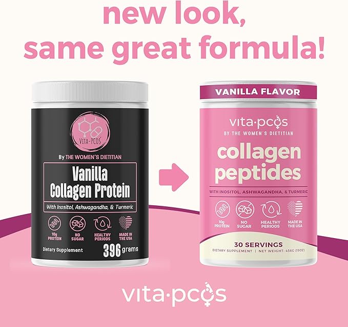 Collagen Peptides Protein Powder for Women – PCOS Supplement Formulated with Inositol Ashwagandha &amp Turmeric Supports Thicker Healthy Hair Skin Nail Muscle &amp Weight Goals Vanilla by VITA