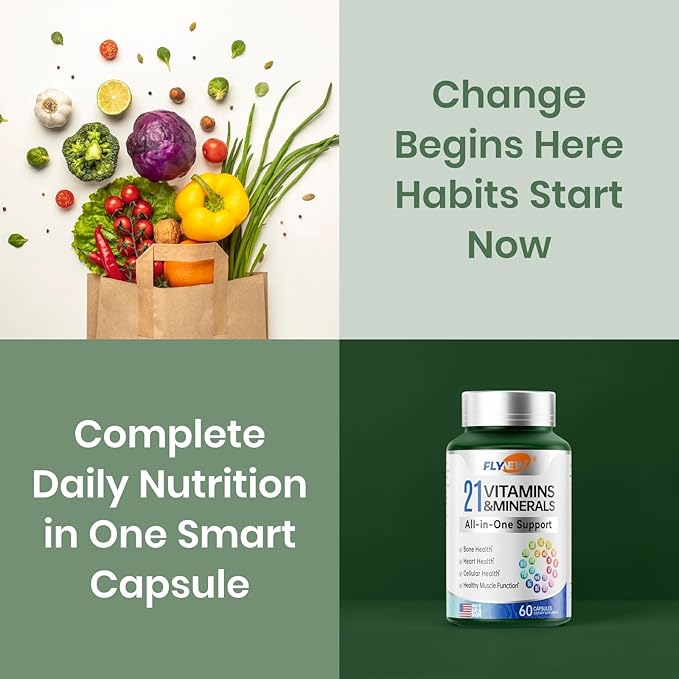 Multivitamin for Women &amp Men - Mens &amp Womens Multivitamin for Bone Skin &amp Immune Health Support 21 in 1 Multivitamins Supplement Multivitamins with Gluten &amp Allergen Free Non GMO