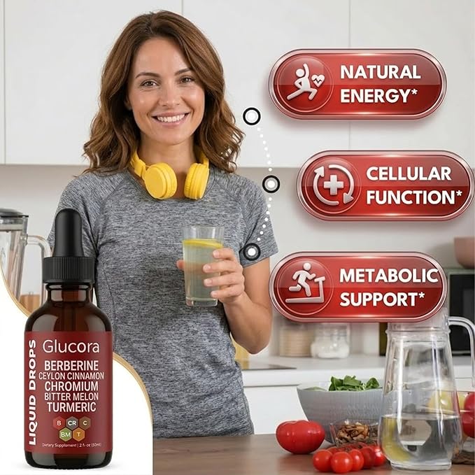Glucora Berberine Drops | 10-in-1 Herbal Formula | Sugar-Free Vegan Liquid Supplement | 2 fl oz