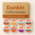 Dunkin K-Cup Variety Pack: 28 Keurig Coffee Pods 8 Flavors Medium &amp Dark Roasts Flavored K Cups - Hazelnut French Vanilla Caramel Turtle Love Coffee Kcups with Recipe eBook (28units 8 Flavo