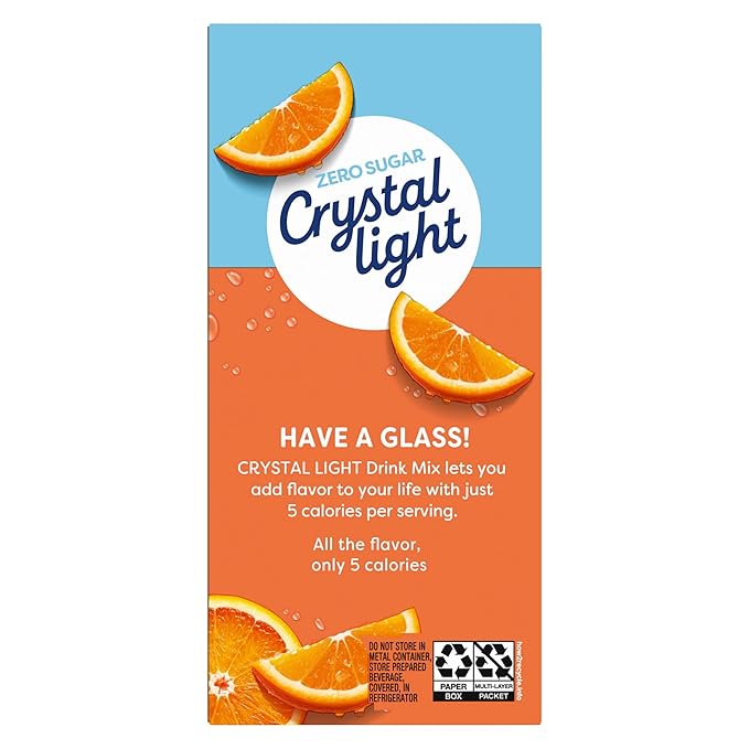 Crystal Light Classic Orange with Vitamin C &amp Calcium Drink Mix (20 Pitcher Packets 4 Canisters of 5)
