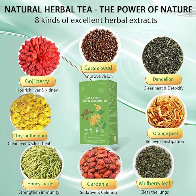 Goji Berry Chrysanthemum Tea Dandelion Wolfberry Tea for Liver Health Liver Detox Clear the Liver and Improve Eyesight 150g(1box15 Bags) (3)