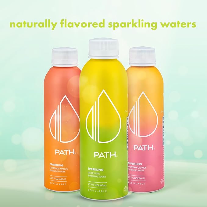PATH Lemon Lime Flavored Sparkling Water - Ultra-Purified pH-Balanced Carbonated Soda Water in Aluminum Water Bottle - BPA-Free Light Reusable Infinitely Recyclable 20.3 fl oz (Pack of 12)