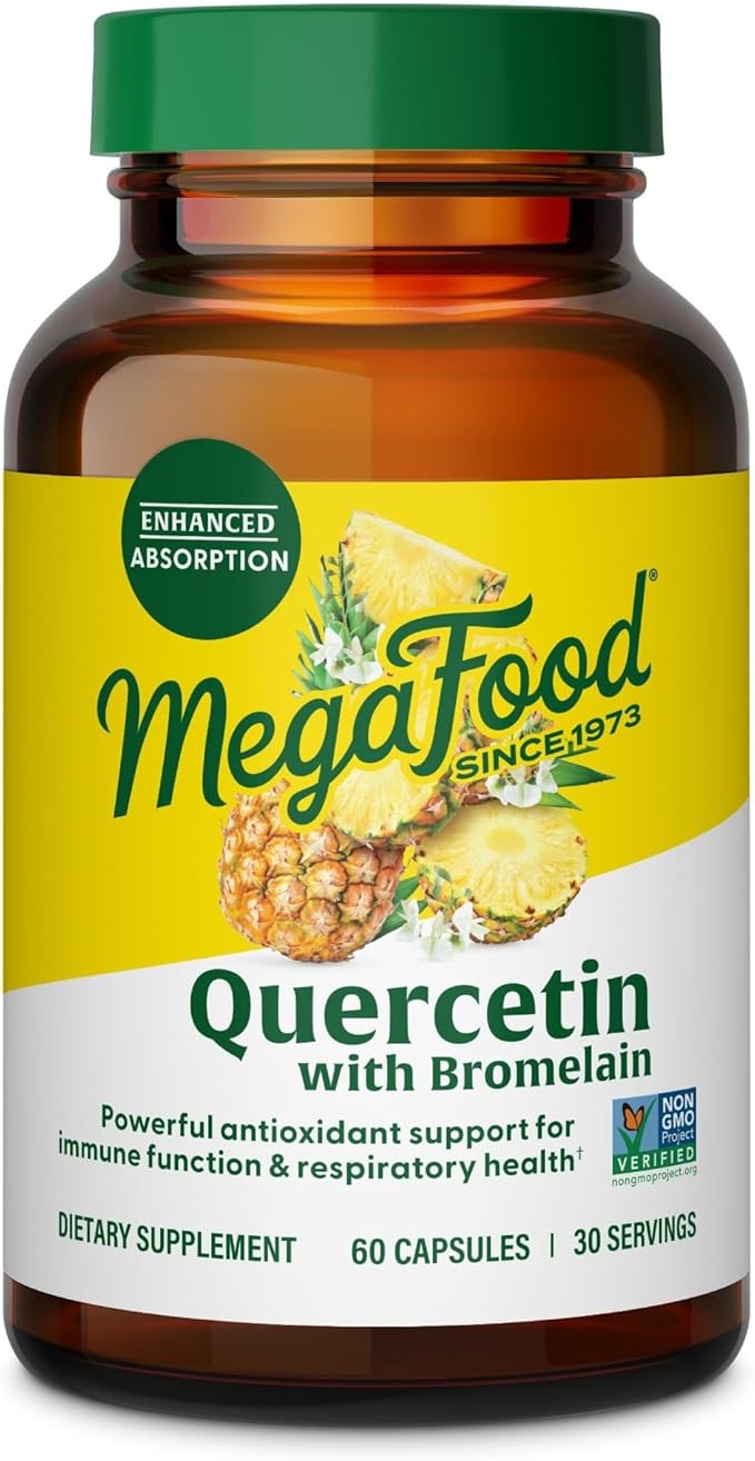 MegaFood Quercetin with Bromelain Supplement Respiratory &amp Seasonal Immune Support Supplement Quercetin 500mg Capsules &amp Enhanced Absorption Vegan Gluten-Free 60 Capsules 30 Servings
