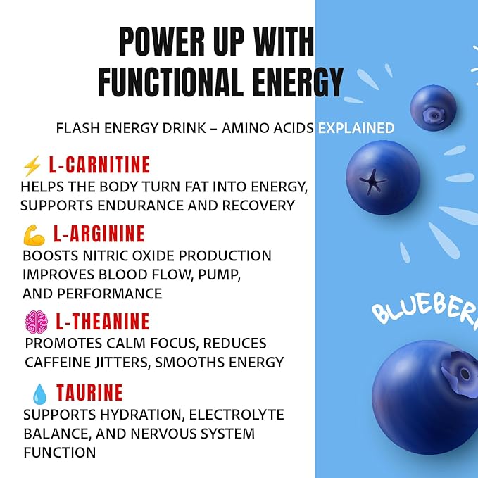 Flash Energy Drink | Elevate your Energy Focus and Performance | Natural | Non-GMO Vegan Gluten-Free Ingredients Organic Green Tea and Green Coffee Bean with 125 mg of Caffeine Enhanced with Es