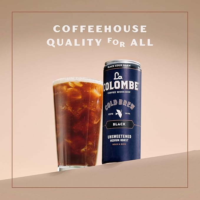 La Colombe Coffee Cold Brew Black Unsweetened 11 fl oz Cans (Pack of 12) Coffeehouse Quality Natural Sweetness Specialty Grade Coffee Beans Ready-to-Drink On-the-Go
