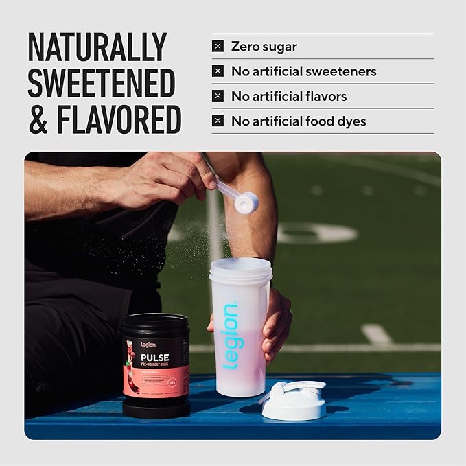 LEGION Pulse Pre Workout Supplement - All Natural Nitric Oxide Preworkout Drink to Boost Energy Creatine Free Naturally Sweetened Beta Alanine Citrulline Alpha GPC (Sour Mango)