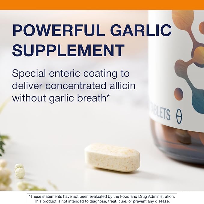 Metagenics SuperGarlic 6000 - High-Potency Garlic Supplement with 6000 mcg Allicin - Supports Heart Health Cholesterol &amp Immune Function* - Odorless Non-GMO Gluten-Free - 90 Tablets