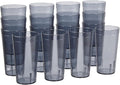 US Acrylic Cafe Plastic Reusable Tumblers (Set of 16) 20-ounce Water Cups in Grey | Value Set of Restaurant Style Drinking Glasses Stackable BPA-free Made in the USA | Top-rack Dishwasher Safe