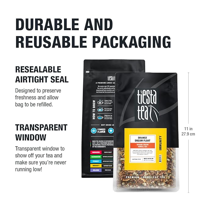 Tiesta Tea - Orange Dream Float Tea Loose Leaf Orange Cream Herbal Tea Premium Caffeine-Free Tea Blend Make Hot or Iced &amp Up to 200 Cups 16 oz Resealable Bulk Pouch