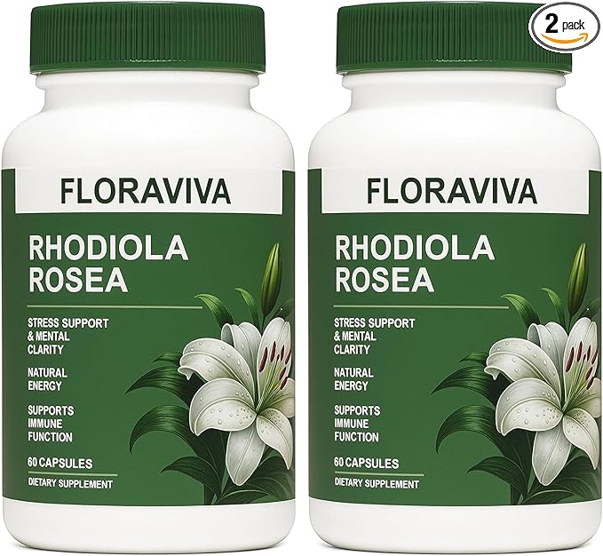 Rhodiola Rosea Capsules 500mg | Standardized for 3% Rosavins &amp 1% Salidroside | Supports Stress Relief Mental Focus &amp Natural Energy | Non-GMO Gluten-Free Supplement | 60 Capsules