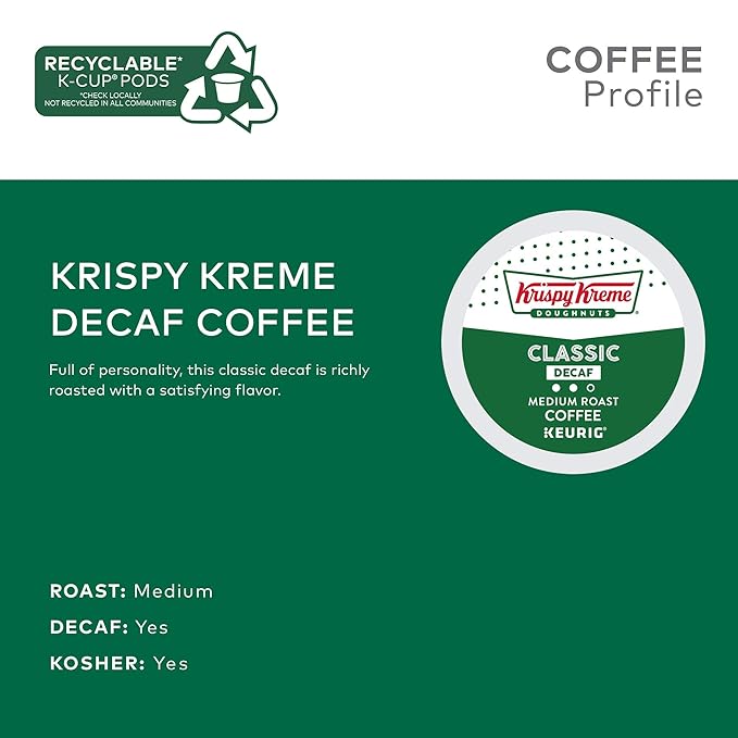 Krispy Kreme Classic Decaf Single-Serve Keurig K-Cup Pods Medium Roast Coffee Pods 72 Count