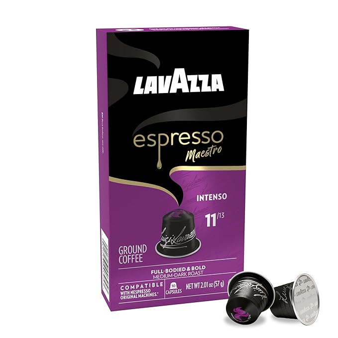 Lavazza Espresso Maestro Intenso Aluminum Capsules Compatible with Nespresso* Original Machines Medium-Dark Espresso Roast Arabica and Robusta (60 Capsules)