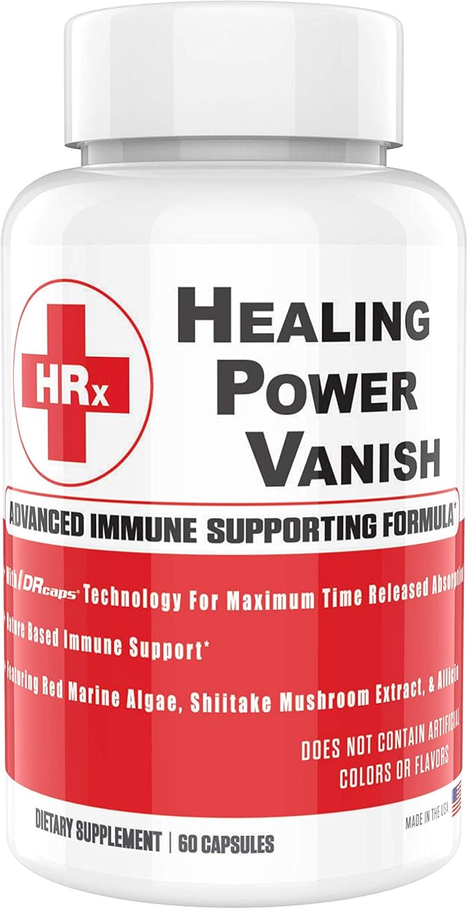 Re+Gen Nutrition Herp Rescue Healing Power Vanish Immune Support for Women Mushroom Supplement Pure Shiitake Mushroom Beta Glucan Red Marine Algae 60 Capsules