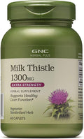 GNC Herbal Plus Milk Thistle 1300mg Supplement Extra Strength Vegetarian Supports Healthy Liver Function 60 Servings