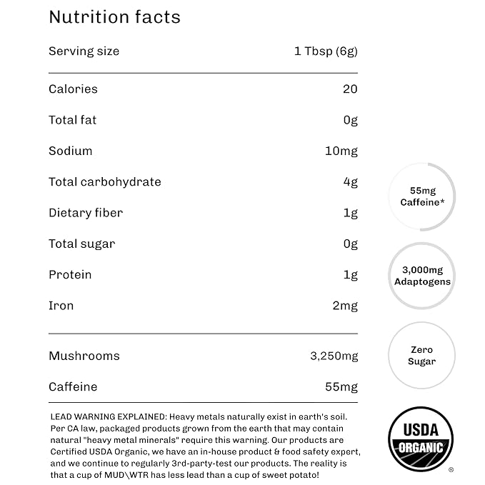 MUDWTR Mushroom Matcha Powder | 3000mg of Adaptogenic Mushrooms | Japanese Matcha Powder Blend | USDA Organic | Energy Focus &amp Immunity Support | Lion's Mane Chaga Reishi Cordyceps | 30 Servi
