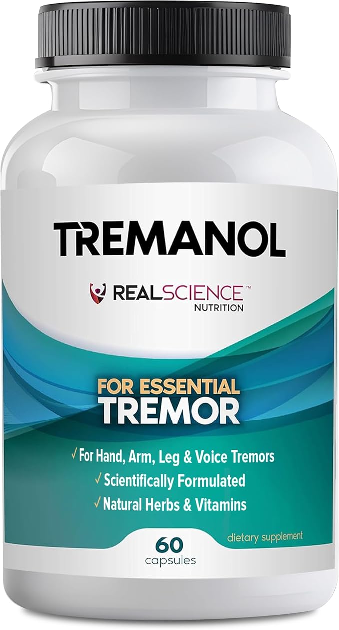 Tremanol Natural Aid Essential Tremor Relief Herbal Supplement for Neurological Support - Includes Vitamin B2 &amp B12 Passionflower &amp Skullcap for Hand Tremor Aids - Made in USA 60 Caps