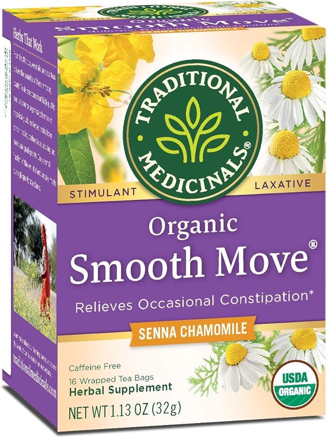 Traditional Medicinals Organic Smooth Move Chamomile Laxative Tea 16 Tea Bags (Pack of 6)