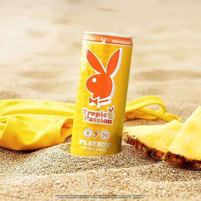 PLAYBOY Energy Drink – Tropic Passion (Pineapple) – 12 Pack of 12oz Cans | Performance + Pleasure Energy | NextGen Lifestyle Drink