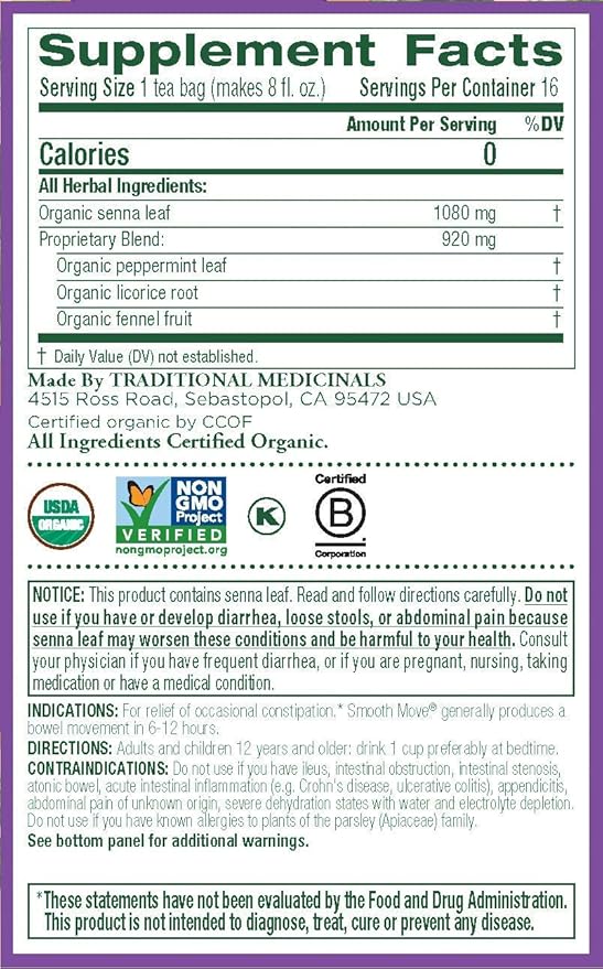 Traditional Medicinals Peppermint Smooth Move (6/16 BAG)