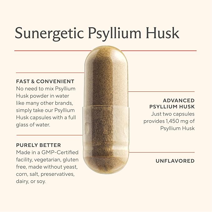 Premium Psyllium Husk Fiber Supplement 1450mg 240 Capsules
