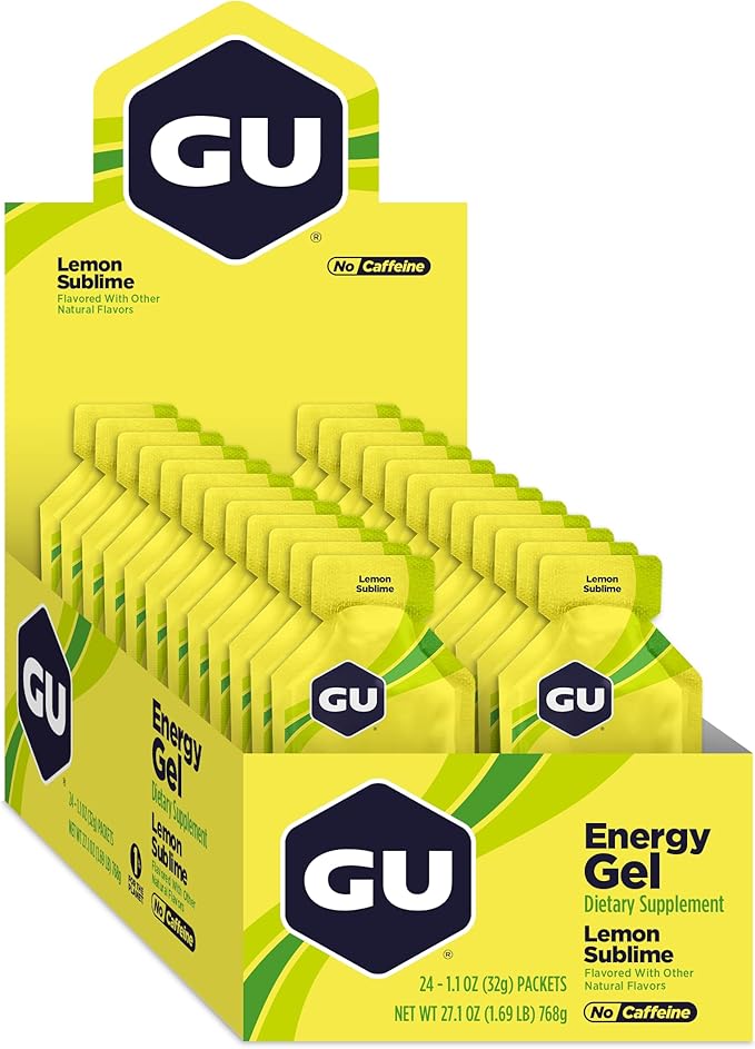 GU Energy Original Sports Nutrition Energy Gel Vegan Gluten-Free Kosher and Dairy-Free On-the-Go Energy for Any Workout 24-Count Lemon Sublime