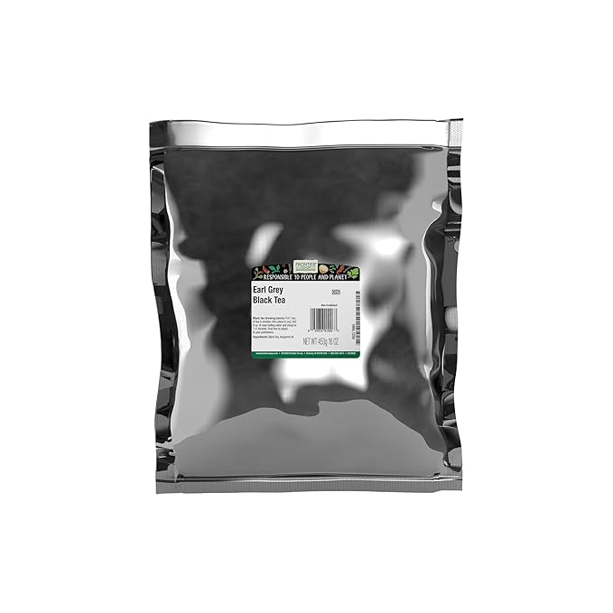 Frontier Co-op Earl Grey Black Tea 1-pound Bulk Bag Smoky Tea Flavor with Bergamot Oil Great with Citrus Kosher