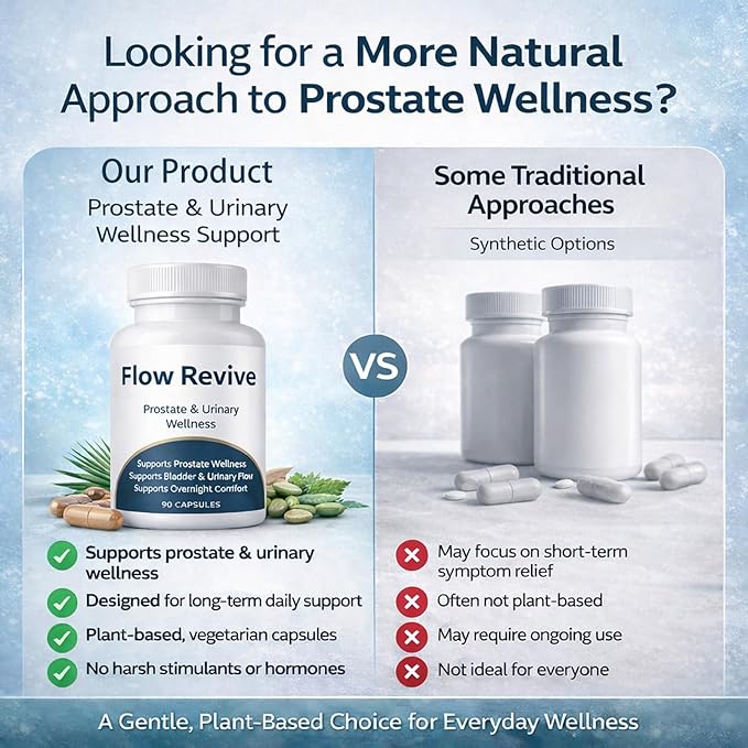 Flow Revive Prostate Wellness Supplements for Men Prostate Support Capsules with Saw Palmetto Quercetin &amp Pumpkin Seed Supports Healthy and Daily Comfort 90 Vegetarian Capsules (1)