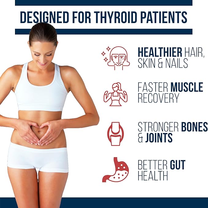 Dr. Westin Childs - Thyroid Collagen Complex Patented Peptides Protein Powder - Hyaluronic Acid &amp Vitamin C for Thyroid Hair Skin Nails Joints &amp Digestion Support Grass-fed Unflavored