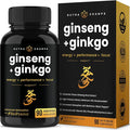 NutraChamps Korean Red Panax Ginseng Capsules | Extra Strength Ginsenosides for Energy Focus Performance Vitality &amp Immune Support | Korean Red Ginseng Root Extract (90 Premium Gold)