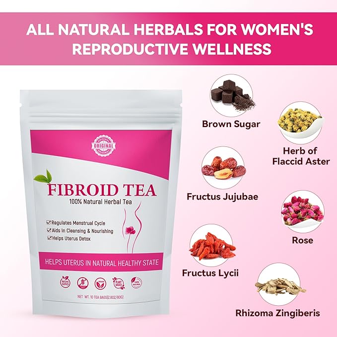 Laicuherb Fibroid Tea for Conception and Hormone Balance Pack of 2 Natural Fertility Herbal for Women Get Pragenant Fast Pregnancy Rose Tea for Uterus Cleanse and Detox