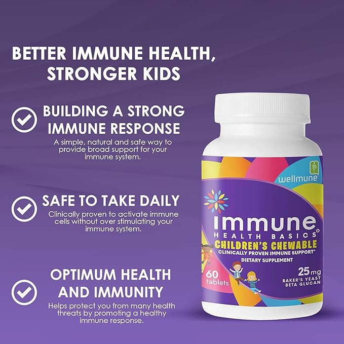 Children's Chewable Tablets Wellmune Clinically Proven Highly Purified Beta Glucan Immunity Supplements for Children Kids-Approved!