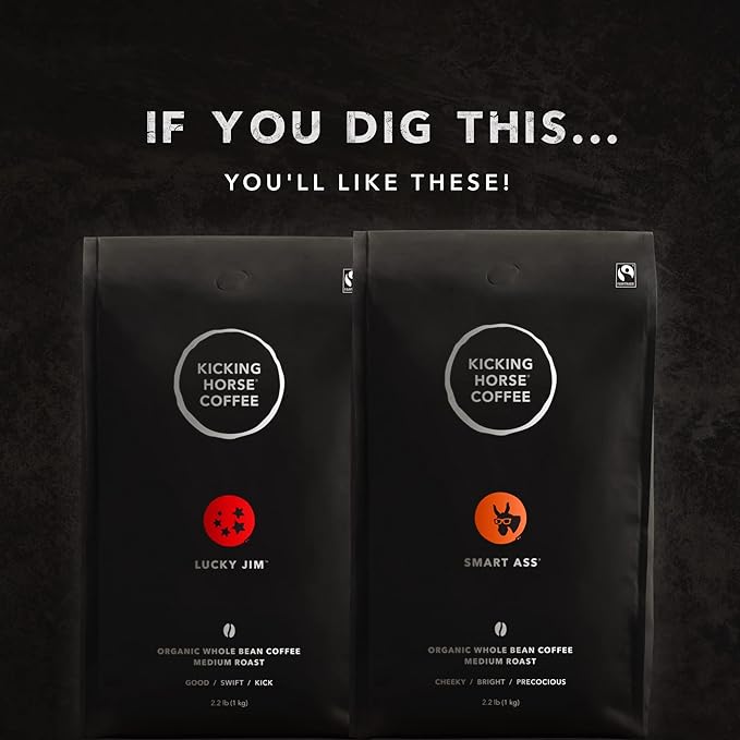 Kicking Horse Coffee Cliff Hanger Espresso Medium Roast Whole Bean 1 Kg (Pack of 6) - Certified Organic Fairtrade Kosher