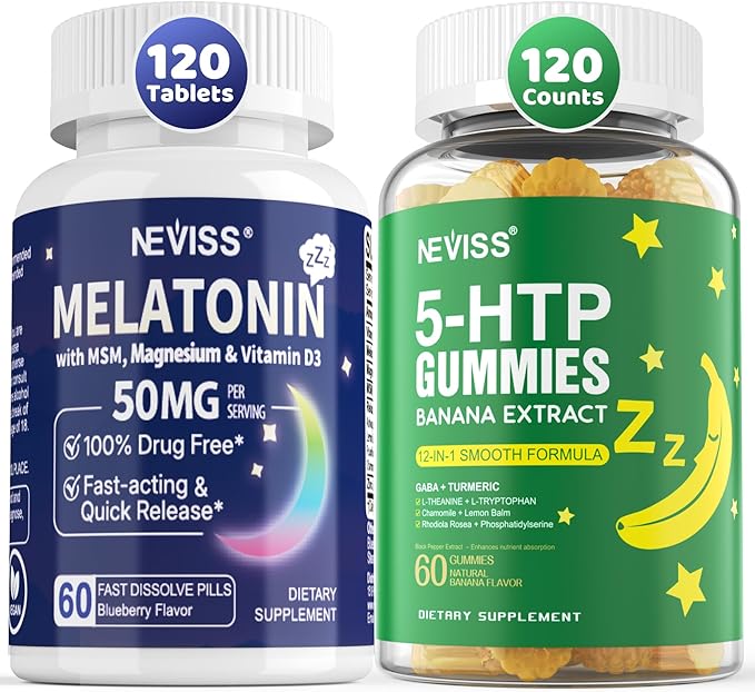NEVISS Melatonin 50 mg Fast Dissolve + 5-HTP Gummies