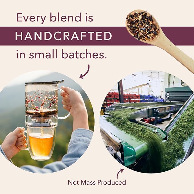 Herbal Tea Sampler – 5 Caffeine-Free Loose Leaf Blends for Sleep and Relaxation Fruity and Dessert-Inspired Flavors 75 to 100 Cups – Handcrafted in USA – Plum Deluxe