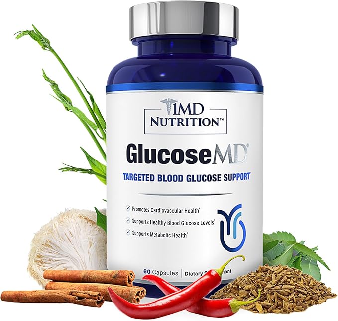 1MD Nutrition - Cinnamon bark 10:1 Water Extract Chromium Neem Leaf Berberine Cayenne Pepper 5:1 Extract Lion's Mane Gymnema Leaf and Stem - 60 Capsules