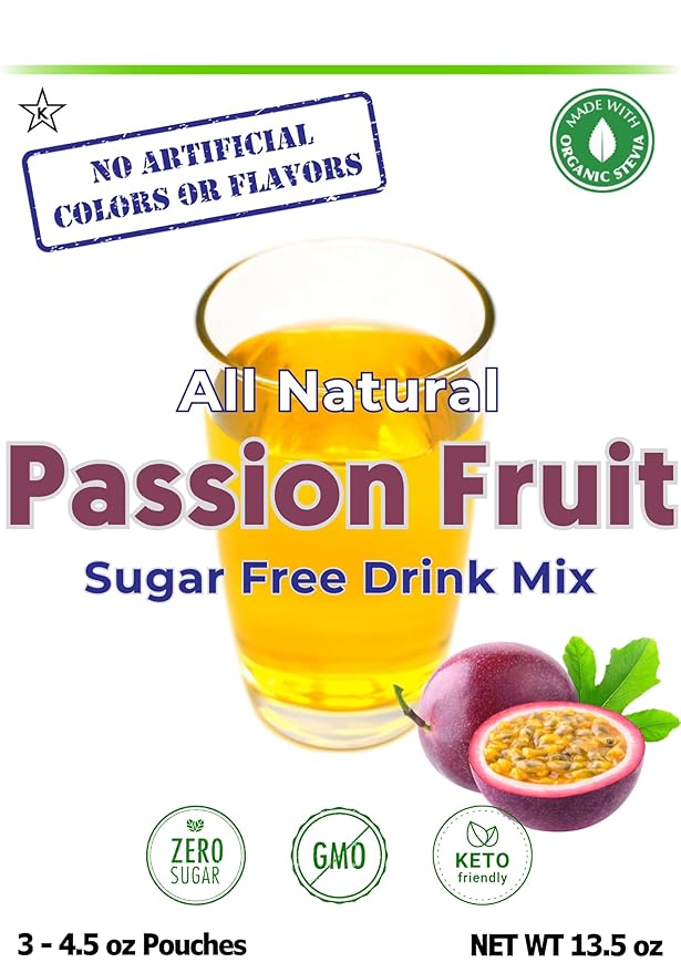 GramZero All Natural Passion Fruit Zero Calorie Sugar Free Drink Mix Great For Nutrition Club Loaded Tea Stevia Sweetened