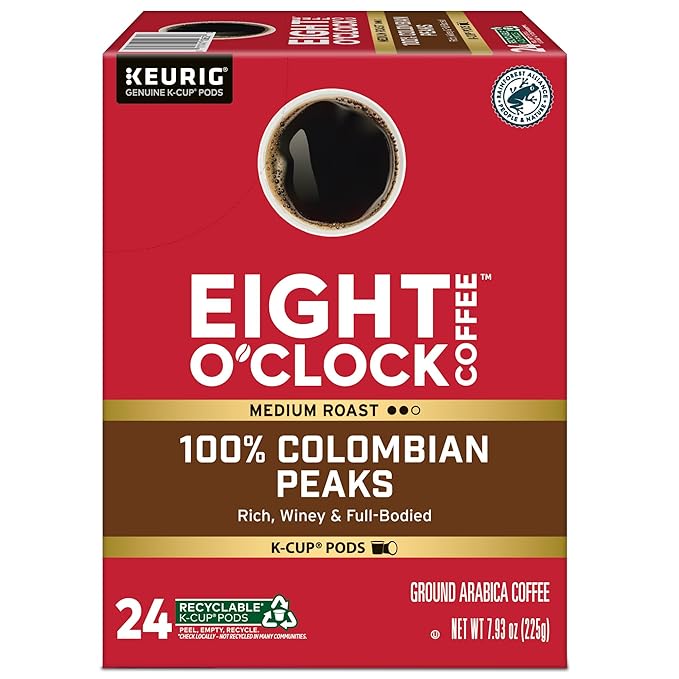 Eight O'Clock Coffee Colombian Peaks Single-Serve Keurig K-Cup Pods Medium Roast Coffee Pods 96 Count