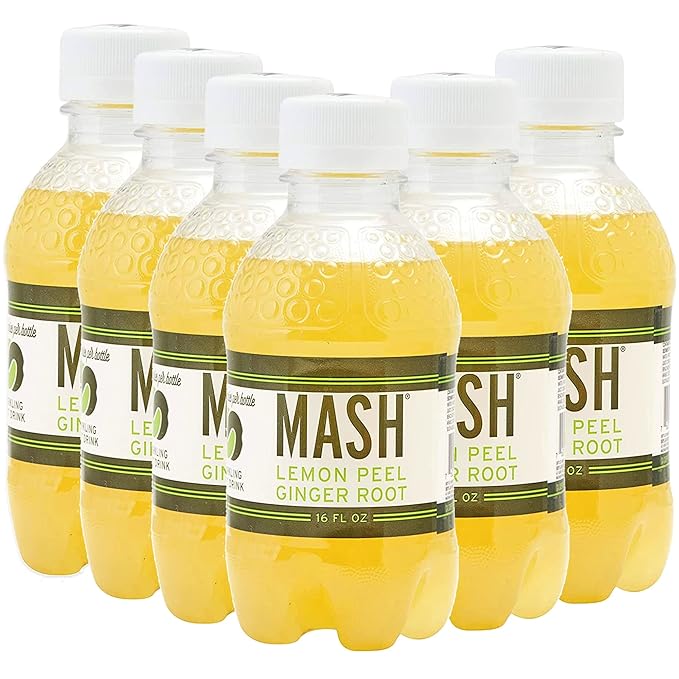 Mash Natural Essence Low-Calorie Sparkling Water Beverage 16 Fluid Ounce (Lemon Peel Ginger Root Pack of 6)