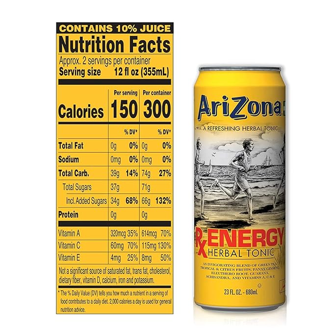 Arizona Tea RX Energy Herbal Tonic 23 Ounce Cans (Pack of 24)