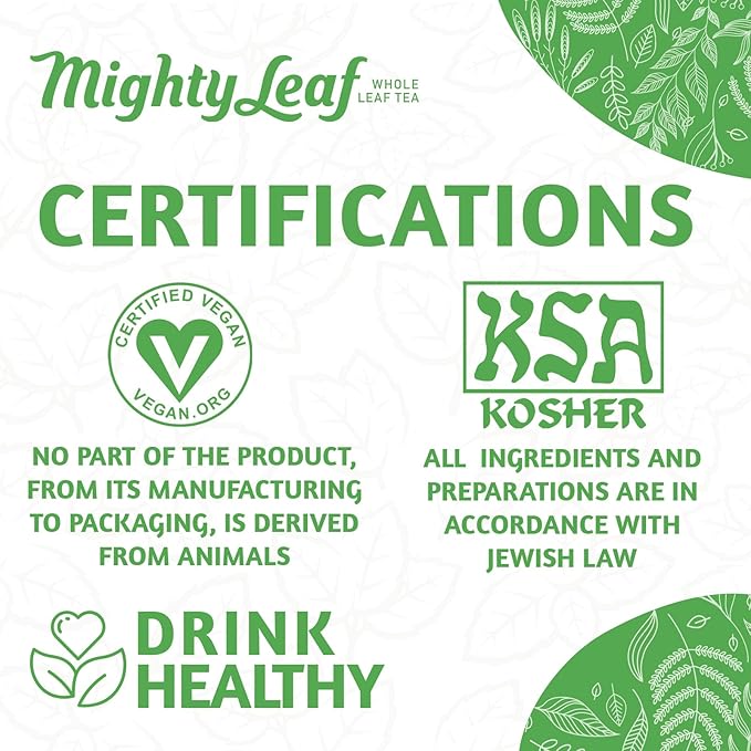 Mighty Leaf Green Tea Tropical – 100 Count Whole Leaf Green Tea Bags – Pyramid Sachets with Pineapple Tropical Fruit &amp Floral Flavors – Antioxidant-Rich Lightly Caffeinated