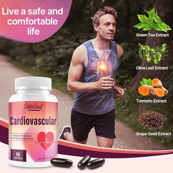 Cardiovascular Supplement 3000MG Multi-Vitamins Probiotics Omega-3 &amp CoQ10 Synergistic Blend for Adults (2 Bottle)