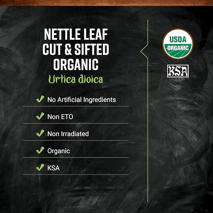 Frontier Co-op Organic Stinging Nettle Leaf Cut and Sifted for Making Nettle Tea Kosher | 16 Ounce (Pack of 2)