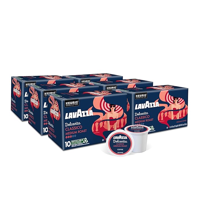 Lavazza Classico Medium Roast Coffee Keurig K-Cups 60 Count 10 Count (Pack of 6)