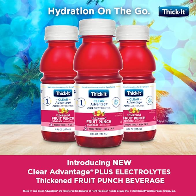 Thick-It Clear Advantage Mildy Thick Fruit Punch Plus Electrolytes Nectar Consistency Swallowing Aid Hydration on the Go Convenient &amp Ready-to-Use No Mixing Needed 8 oz Bottle (24 Pack)
