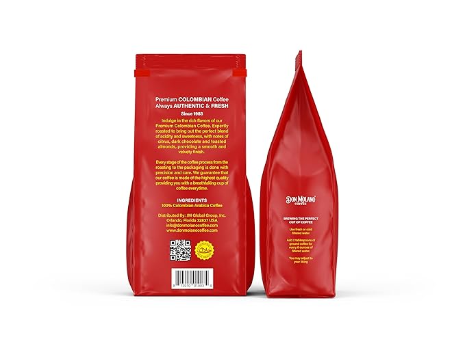 Don Molano Coffee Colombian Supreme Ground Coffee Medium Roast 16oz - Premium Colombian Coffee Halal Certified - Expertly roasted to bring out the perfect blend of acidity and sweetness with notes o