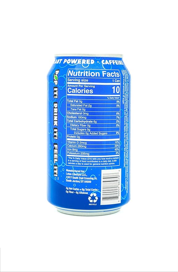 Plant Pop | Multifunctional Prebiotic Soda | Huckleberry | 10 Calories | Natural fruity flavors | Made with Organic Plant-Based Ingredients | Caffeine Free | 12oz (12 pk) cans