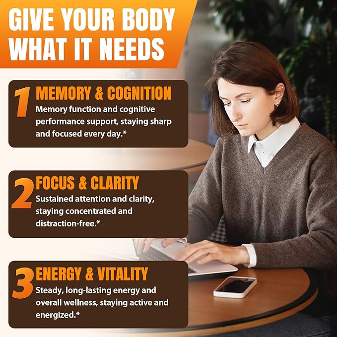 Brain Supplements for Memory and Focus Mushroom Supplement 20 in 1 Mushroom Complex with Lions Mane Reishi Turkey Tail Cordyceps Shiitake for Focus Brian Memory Supplement 120 Capsules