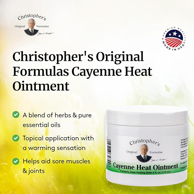 Christopher's Original Formulas Cayenne Heat Ointment Warming Herbal Topical for Discomfort &amp Circulation 4 fl oz
